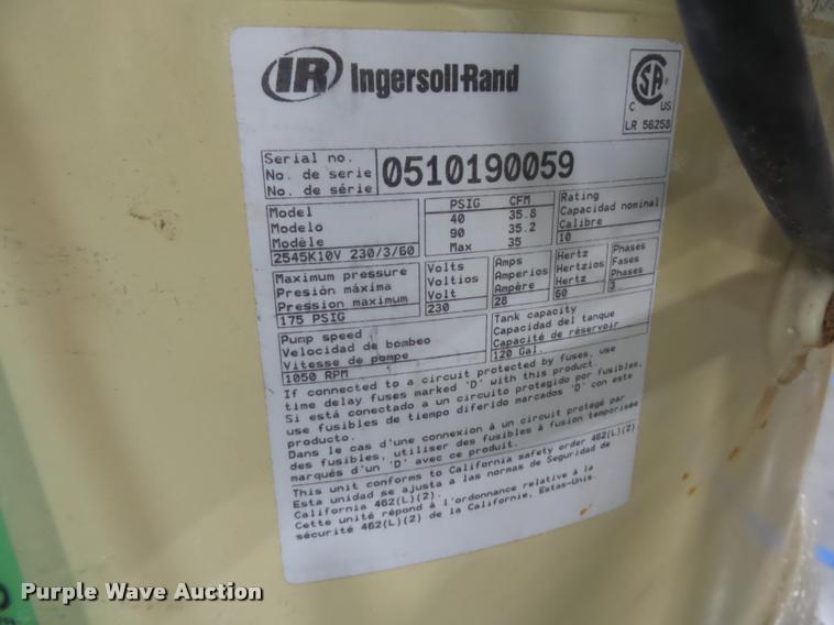 image for item DD9393 Ingersoll Rand 2545 air compressor