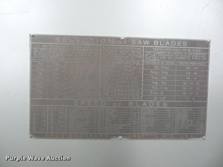 image for item DD9395 Grob Brothers vertical bandsaw