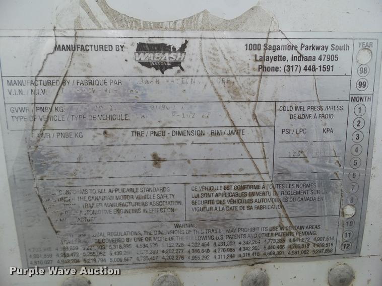 image for item DH9281 1998 Wabash dry van trailer