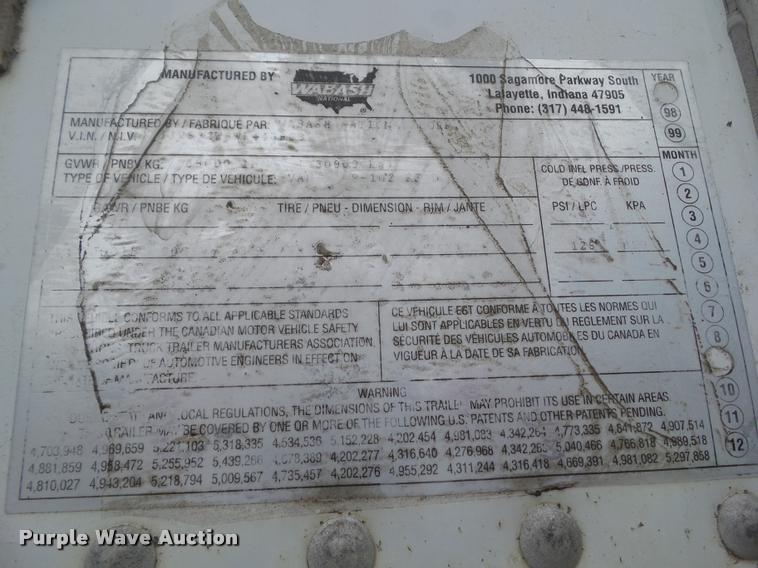 image for item DH9281 1998 Wabash dry van trailer