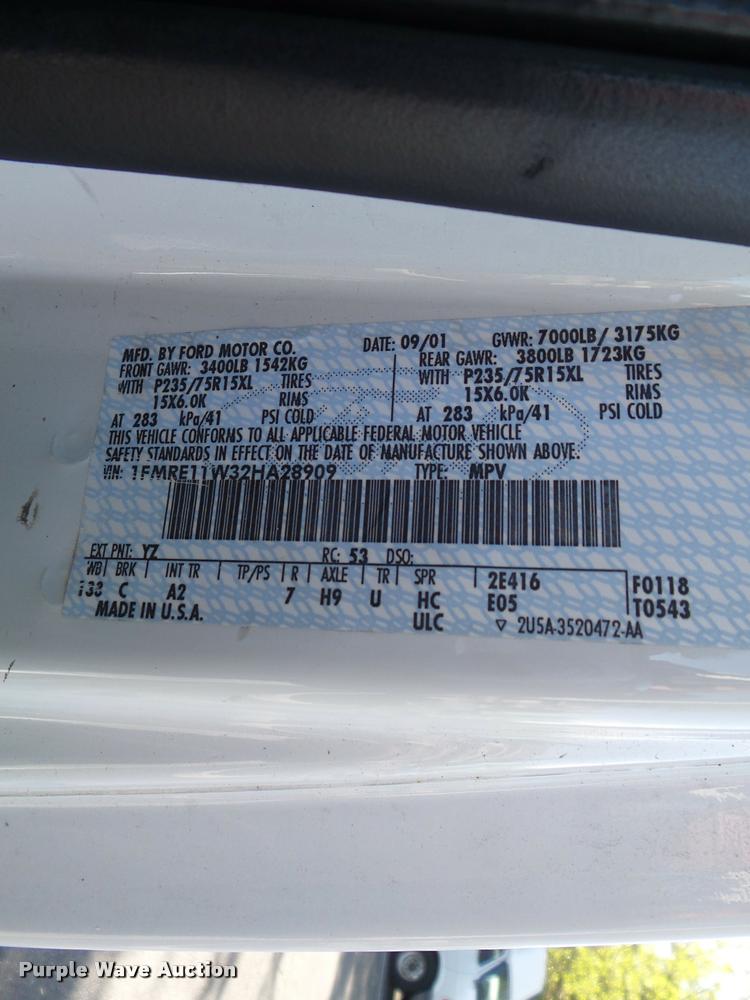 image for item K7666 2002 Ford Econoline E150 XL handicap accessible van