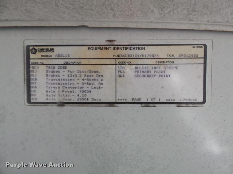 image for item K7674 2000 Dodge Ram 3500 handicap accessible van