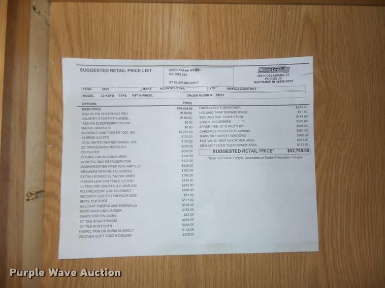 image for item K7676 2002 Kountry Star camper