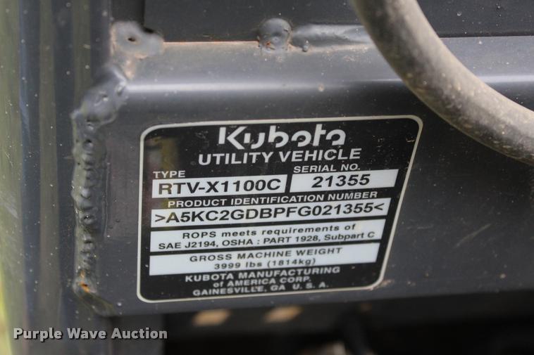 image for item L3116 2015 Kubota RTV-X1100C utility vehicle