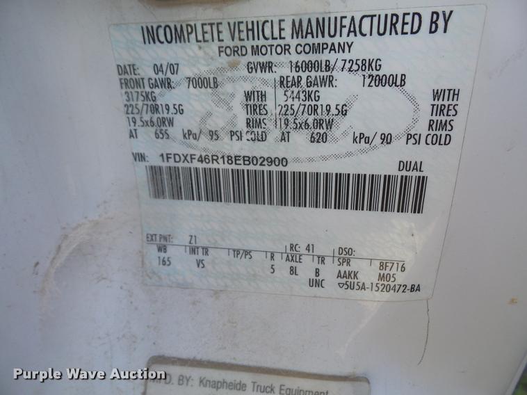 image for item DA6260 2008 Ford F450 Super Duty truck cab and chassis