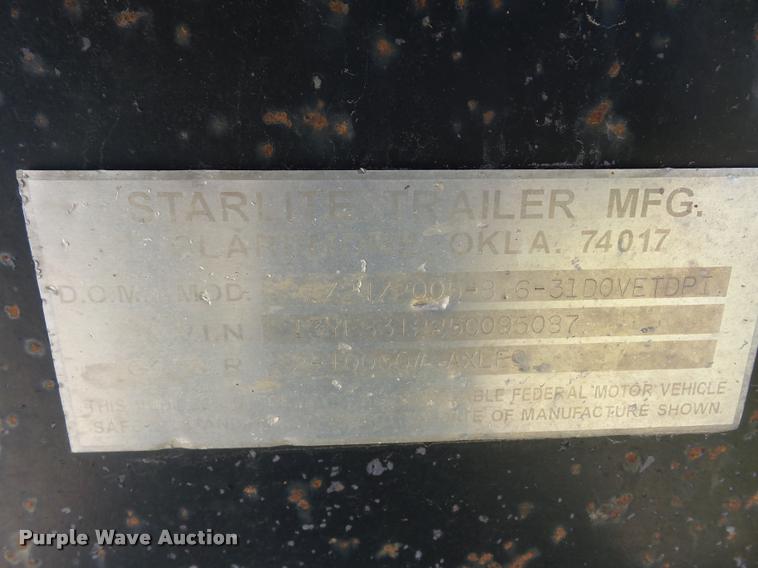 image for item DD9355 2005 Starlite equipment trailer