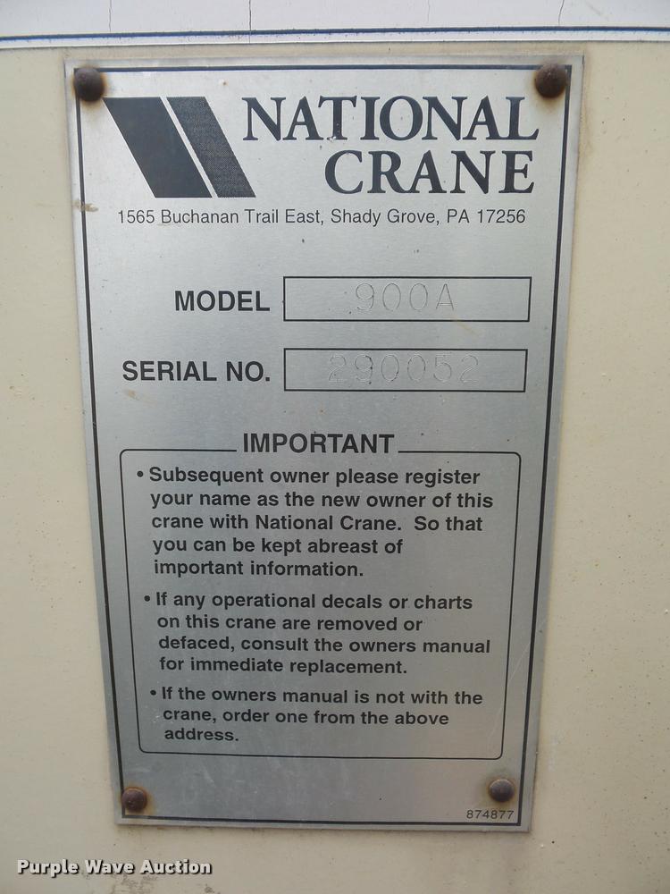 image for item DD9376 National Crane 900A truck mounted crane