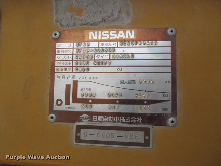 image for item J2520 Nissan UF03 forklift