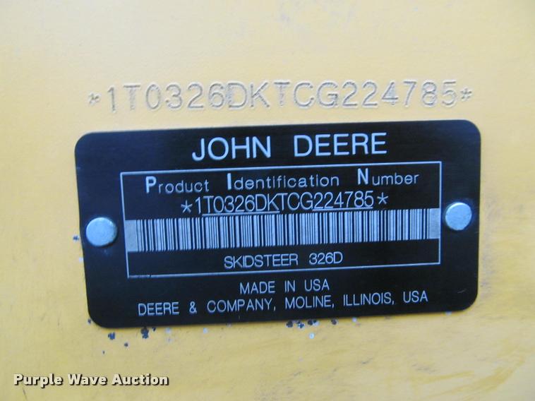 image for item K4794 2012 John Deere 326D skid steer