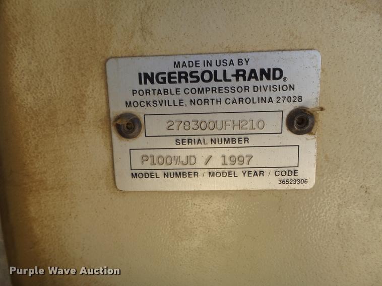 image for item K7649 1997 Ingersoll Rand P100WJD air compressor