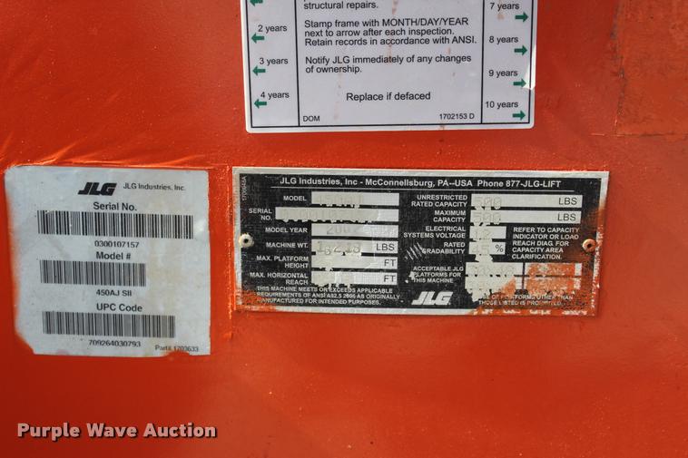 image for item L3125 2007 JLG 450AJ Series II boom lift
