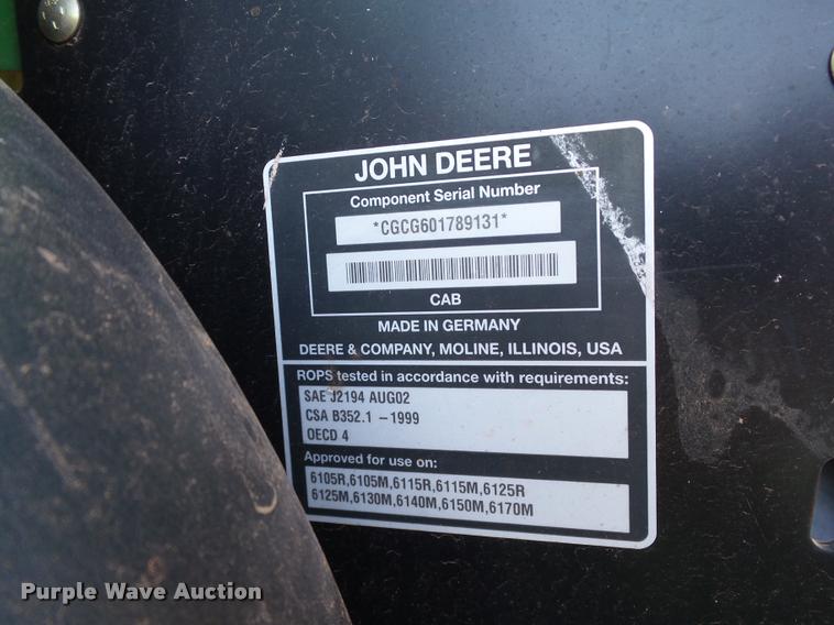 image for item DB4028 2012 John Deere 6125R tractor