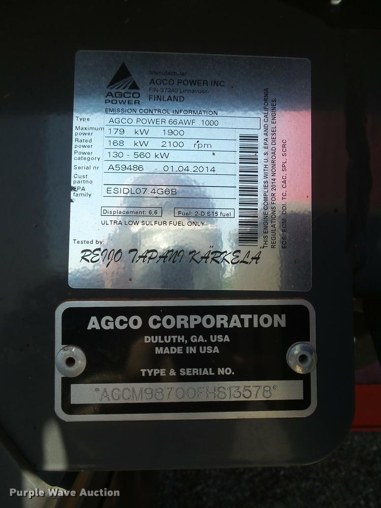 image for item DB4029 2015 Massey-Ferguson WR9870 self-propelled windrower