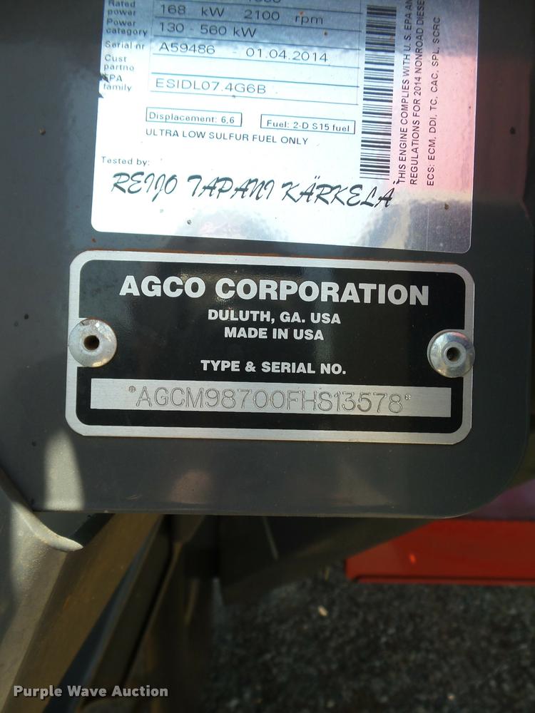 image for item DB4029 2015 Massey-Ferguson WR9870 self-propelled windrower