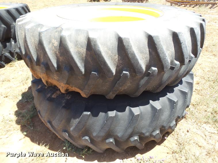 image for item DL9222 (2) John Deere 20.8R42 dual tires and hubs