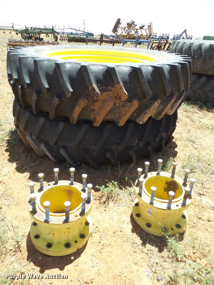image for item DL9223 (2) John Deere 480/80R50 dual tires and hubs