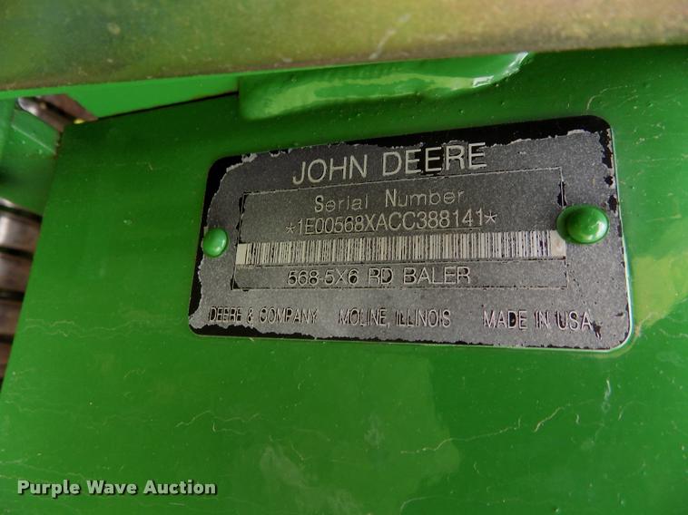 image for item J8629 2012 John Deere 568 Mega Wide Plus round baler