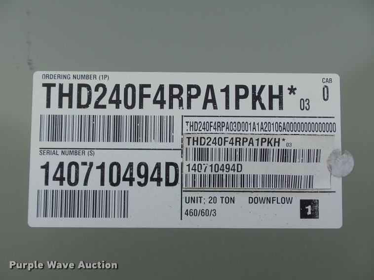 image for item CC9555 2014 Trane roof top air conditioner