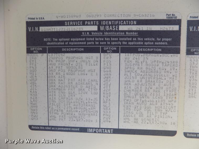 image for item DA0698 1996 Chevrolet school bus