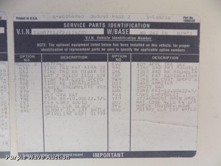 image for item DA0698 1996 Chevrolet school bus