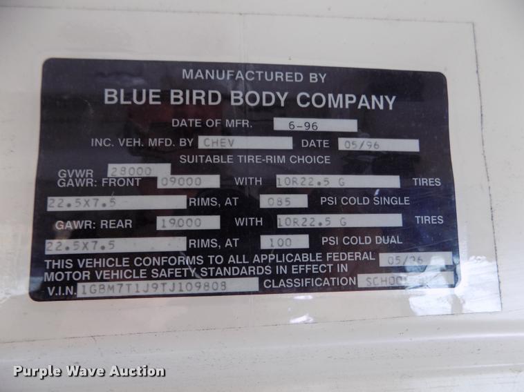 image for item DA0699 1997 Chevrolet school bus