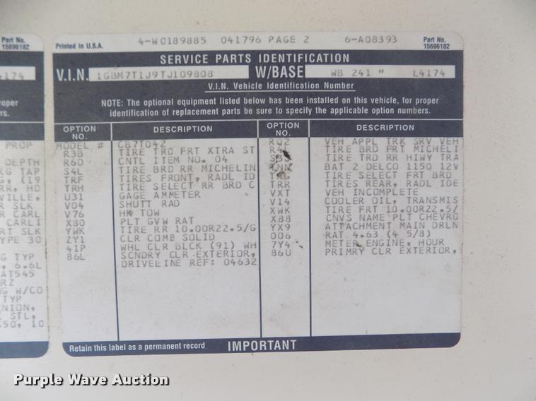 image for item DA0699 1997 Chevrolet school bus