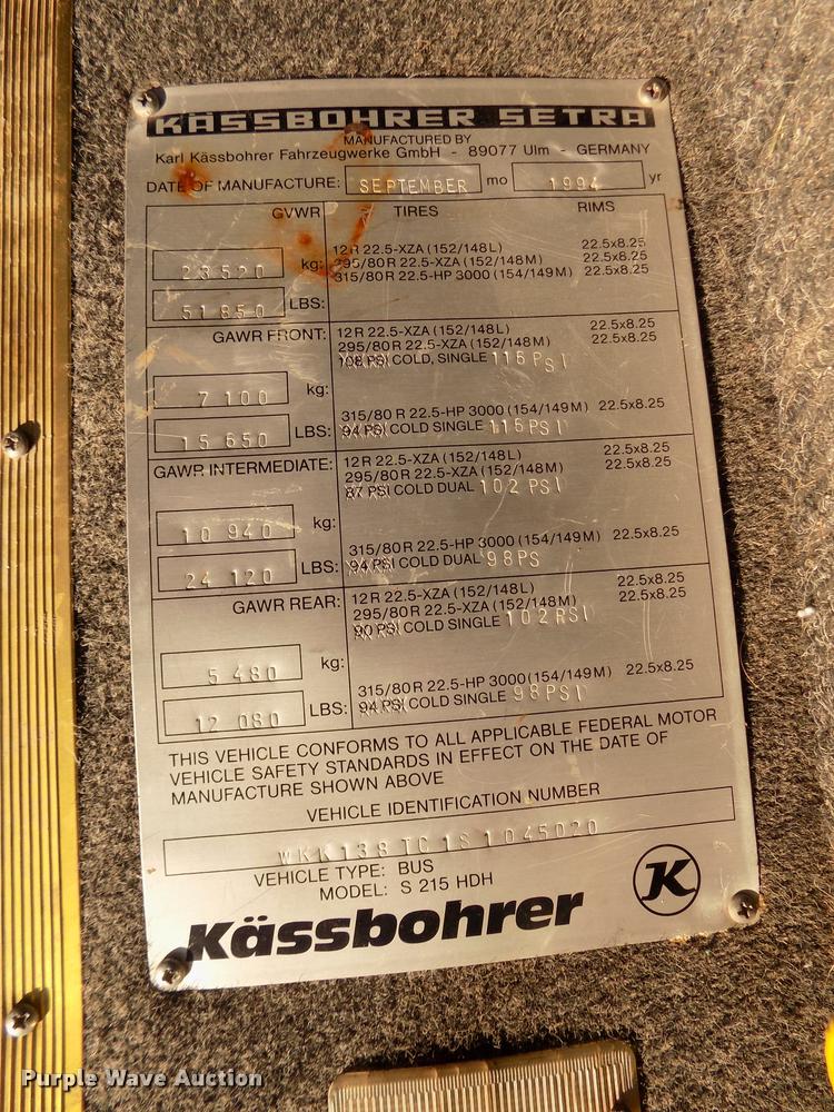 image for item DA0705 1995 Setra S215HDH coach bus