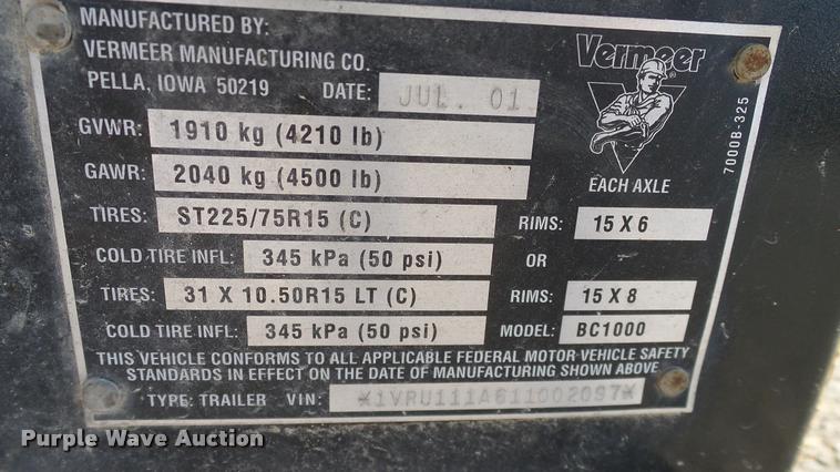 image for item DA6153 2001 Vermeer BC1000XL wood chipper