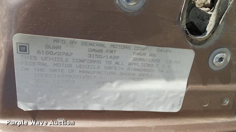 image for item DA6154 1994 Chevrolet Cheyenne 1500 pickup truck