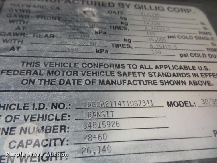 image for item DA6362 1996 Gillig 30/96TB M11 shuttle bus