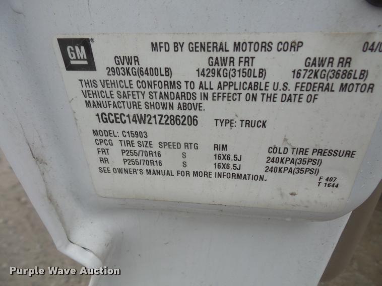 image for item DA8182 2001 Chevrolet Silverado 1500 pickup truck