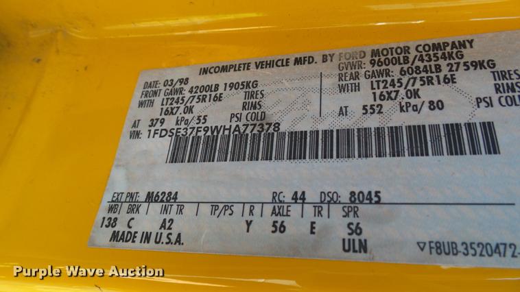 image for item DM9026 1998 Ford Econoline Super Duty school bus