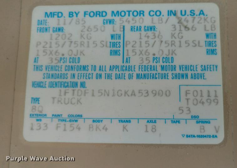 image for item DP9387 1986 Ford F150 pickup truck