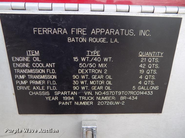 image for item DP9392 1994 Spartan Metro Star fire truck