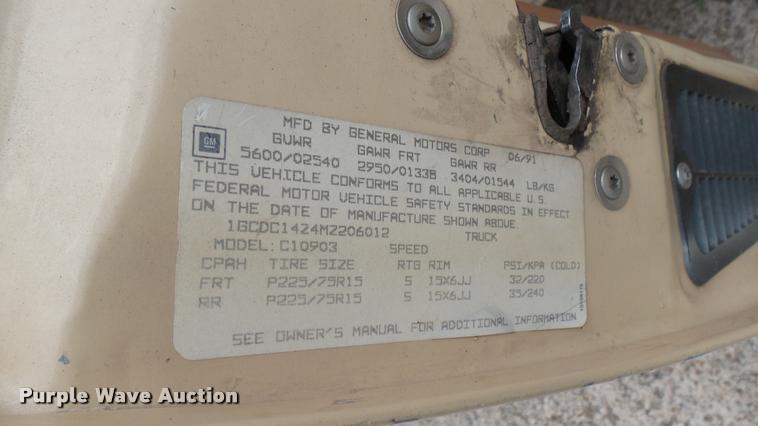 image for item DQ9059 1991 Chevrolet Silverado 1500 pickup truck