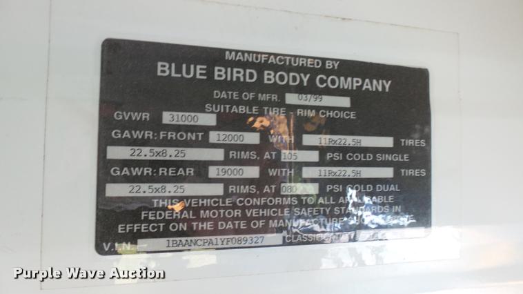 image for item DQ9182 2000 Blue Bird TC2000 school bus