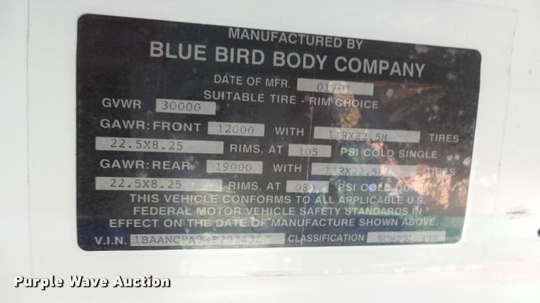 image for item DQ9183 2001 Blue Bird TC2000 school bus