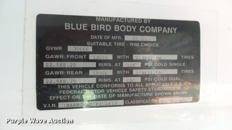 image for item DQ9185 2001 Blue Bird TC2000 school bus