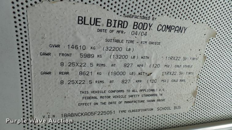 image for item DQ9186 2005 Blue Bird All American school bus
