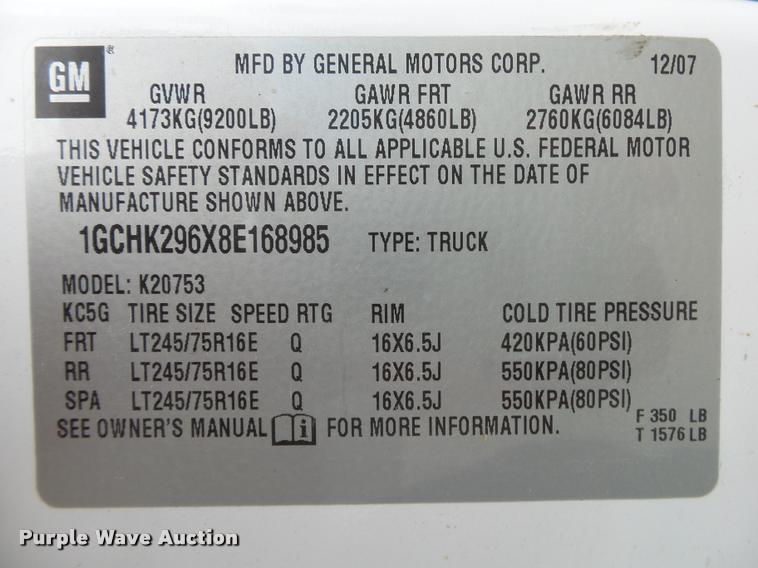 image for item DA2686 2008 Chevrolet Silverado 2500HD Ext. Cab pickup truck