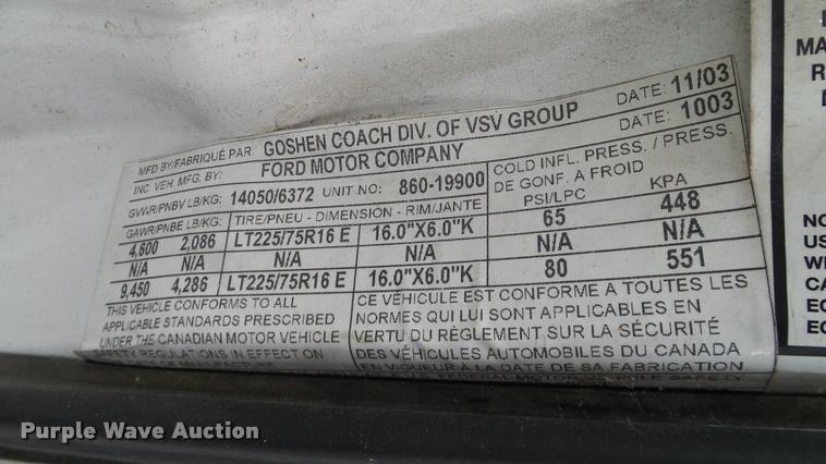 image for item DA6186 2004 Ford Econoline E450 shuttle bus