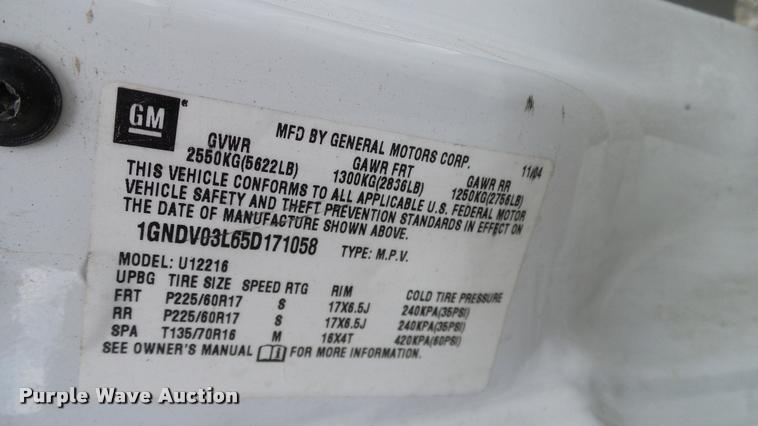 image for item DA6189 2005 Chevrolet Uplander van