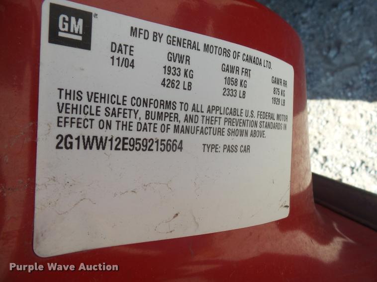 image for item DA6309 2005 Chevrolet Monte Carlo