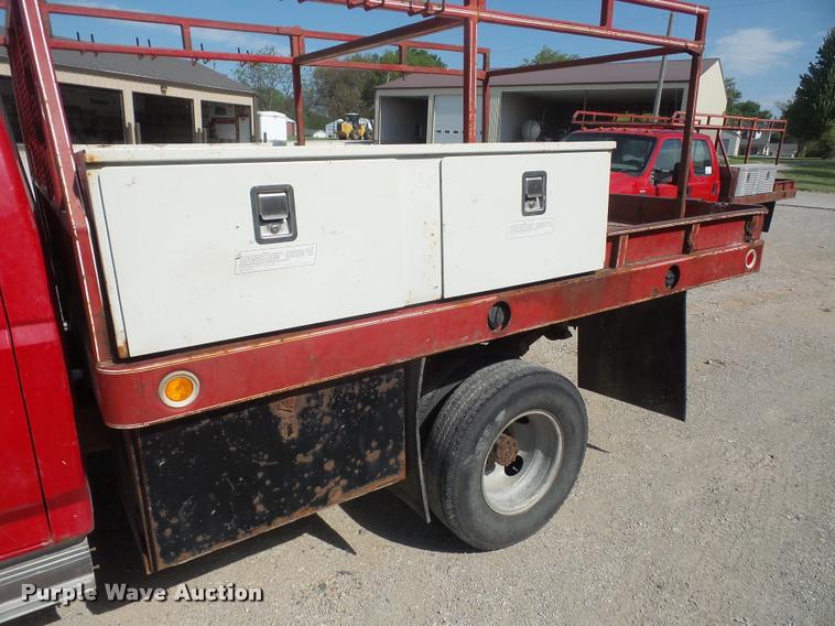 image for item DA6312 1997 Ford F350 Crew Cab flatbed pickup truck