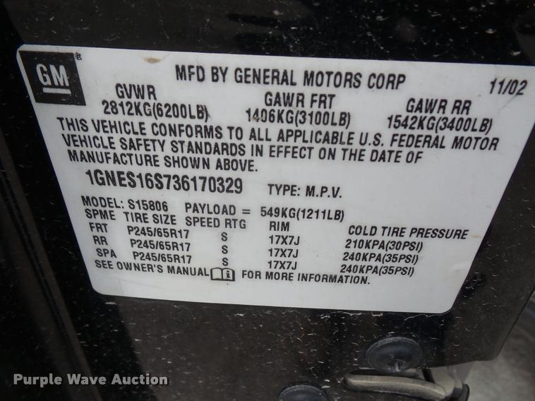 image for item DA6328 2003 Chevrolet TrailBlazer EXT SUV