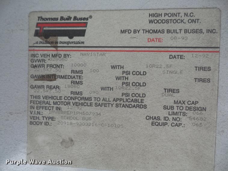 image for item DA6366 1993 International 3800 school bus