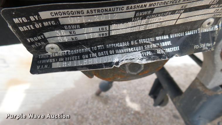 image for item DA7882 2013 Bashan moped