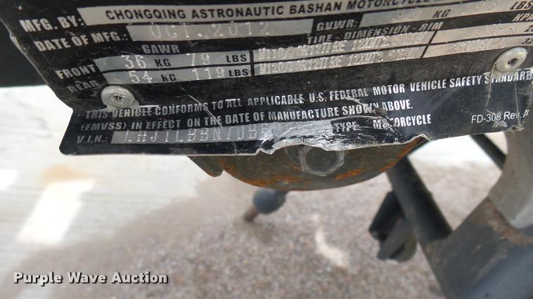 image for item DA7882 2013 Bashan moped