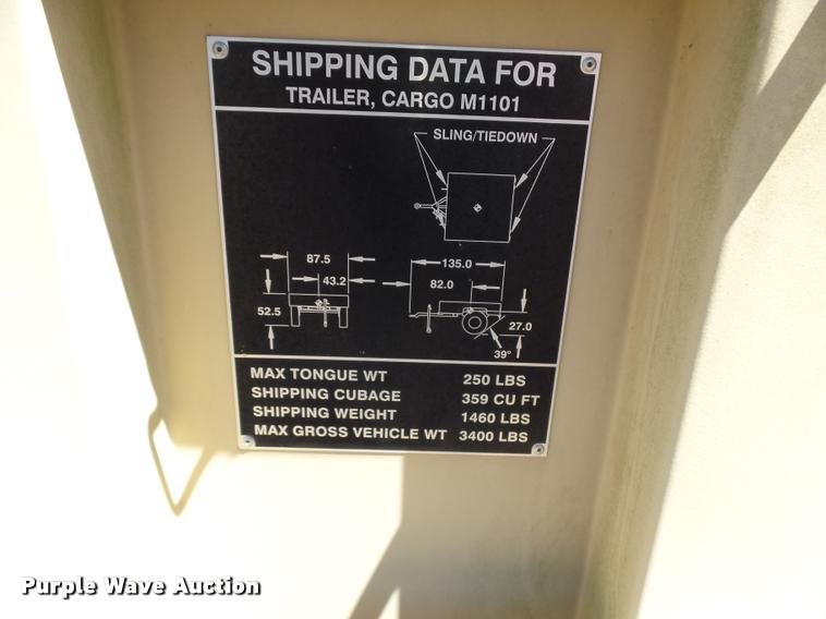 image for item DE9616 2009 U.S. Military M-1101 utility trailer