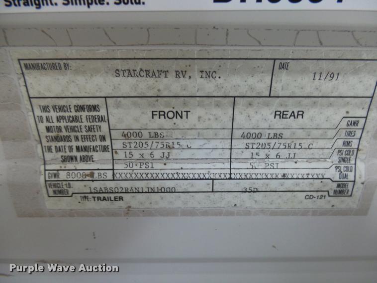 image for item DH9554 1992 Starcraft 8X35 camper